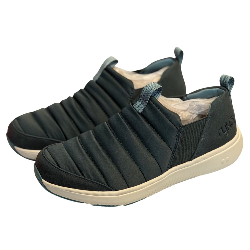 Ryka Pursuit Quilted Slip-Ons Dark Sea Green Puffer‎ Walking Shoes Size 5 Womens